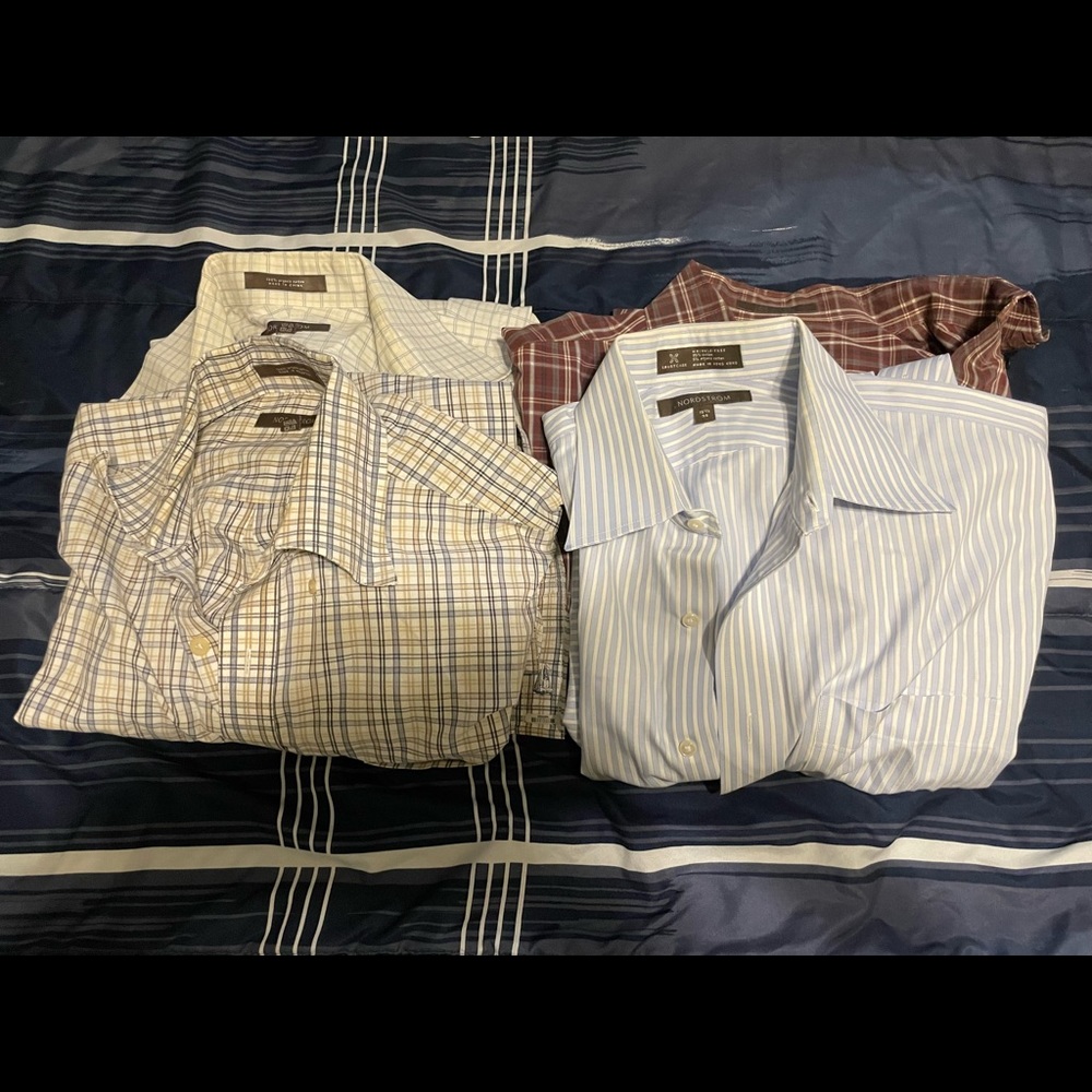 👔 NORDSTROM lot (4). Four men’s longsleeve button down shirts size 15 1/2/large